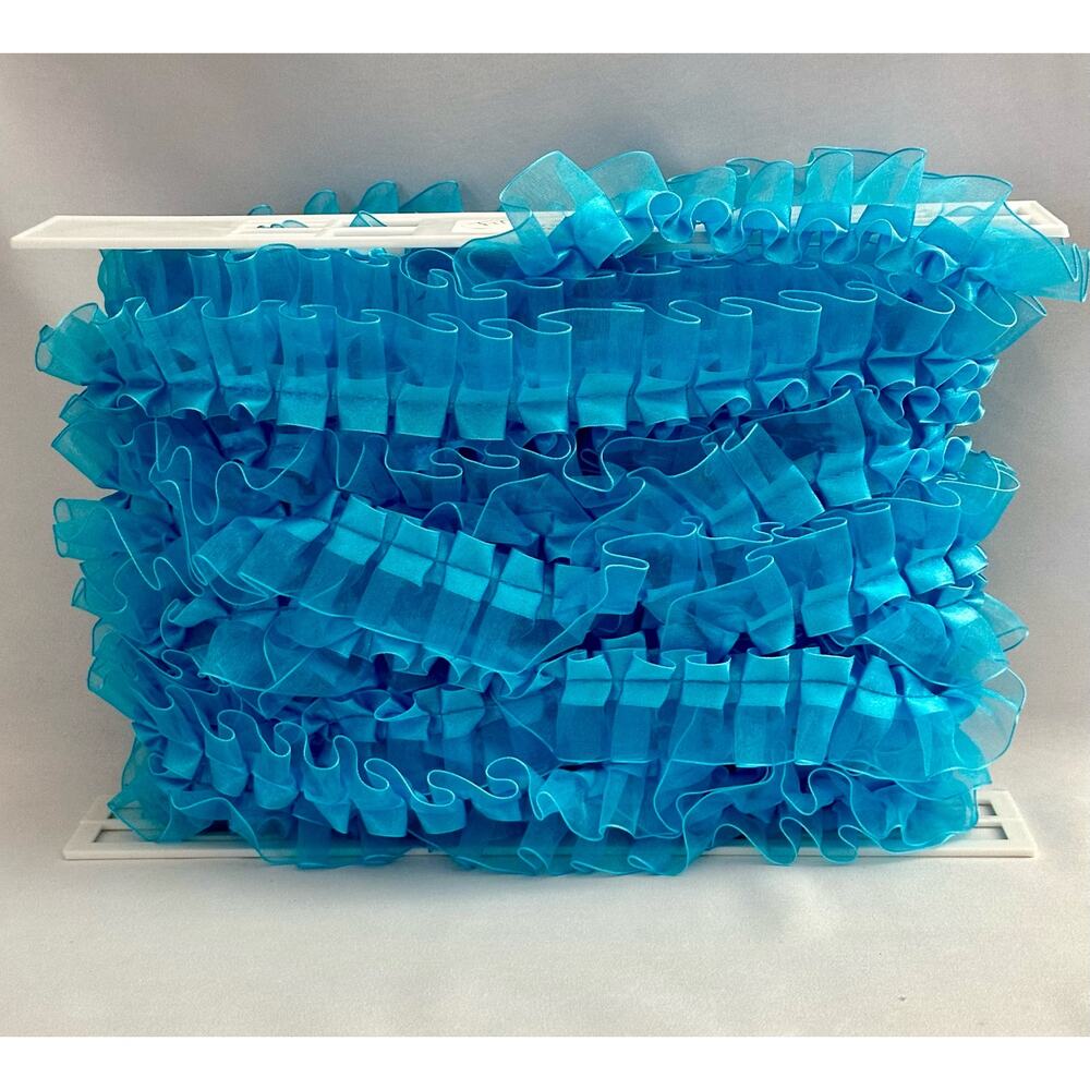 Ruffled pleated ribbon lace TURQUOISE poly satin trim NON-STRETCH 22yds